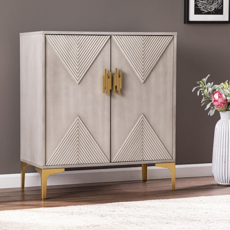 Graywash Textured Geo Contemporary Accent Cabinet By Homeroots