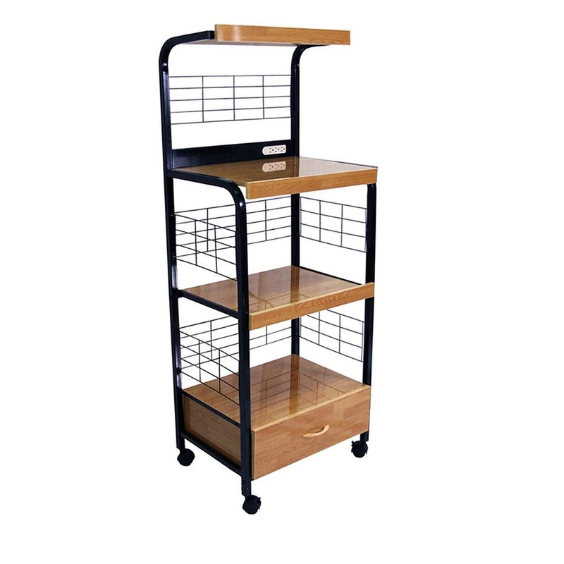 Mod Black And Natural Microwave Kitchen Cart By Homeroots