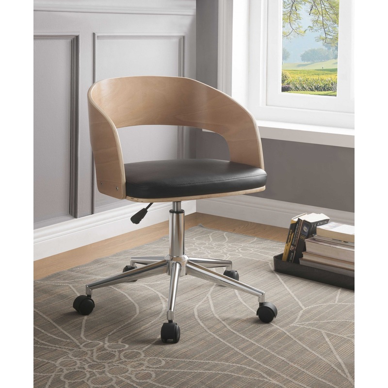 Mod Rolling Black Faux Leather Office Desk Chair By Homeroots