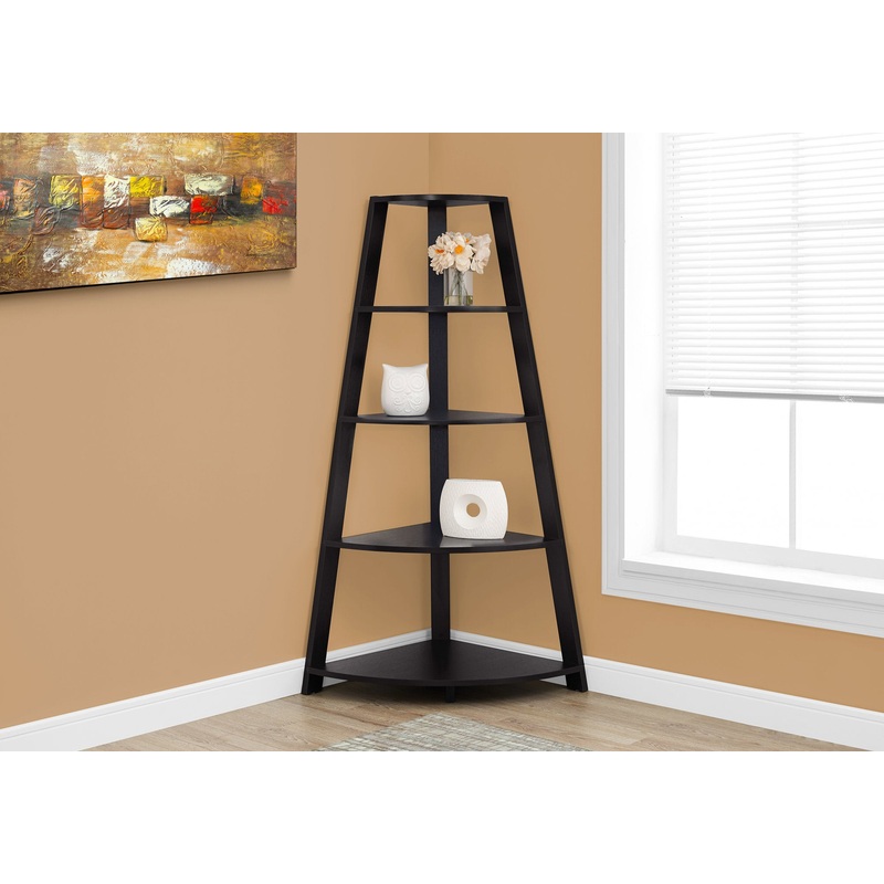 Noir Black Bookcase Corner Accent Shelf By Homeroots