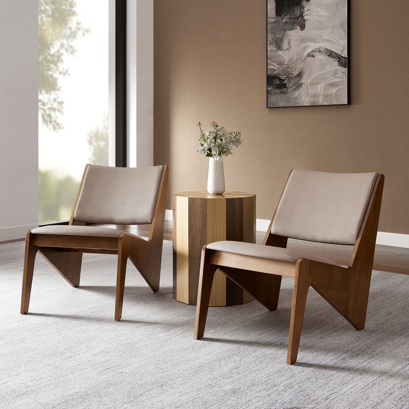Rylina Vegan Leather Accent Chairs Set of 2 by Modway