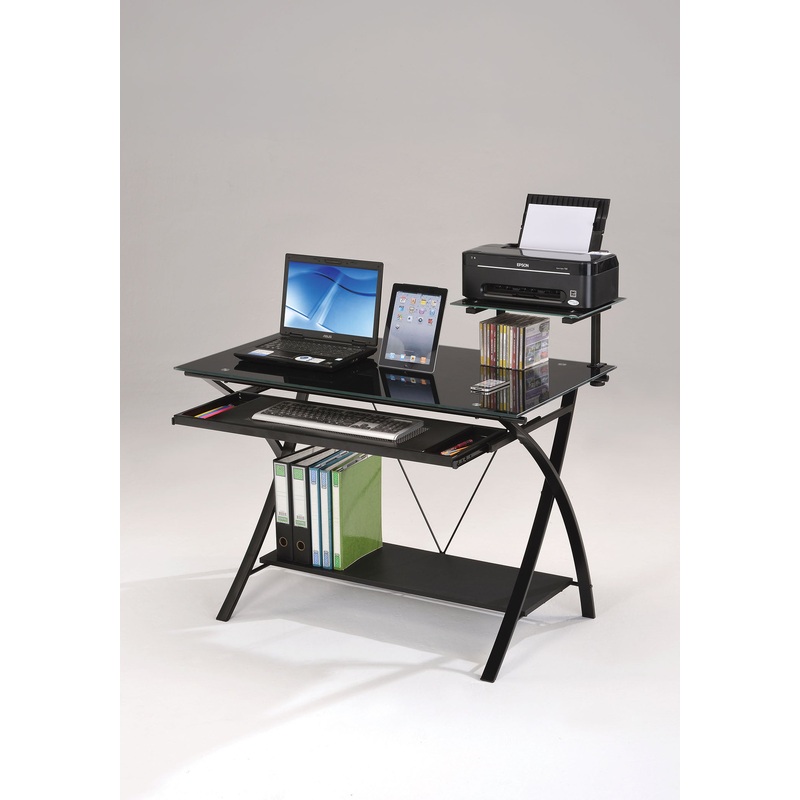 Sleek Black Glass Computer Desk By Homeroots