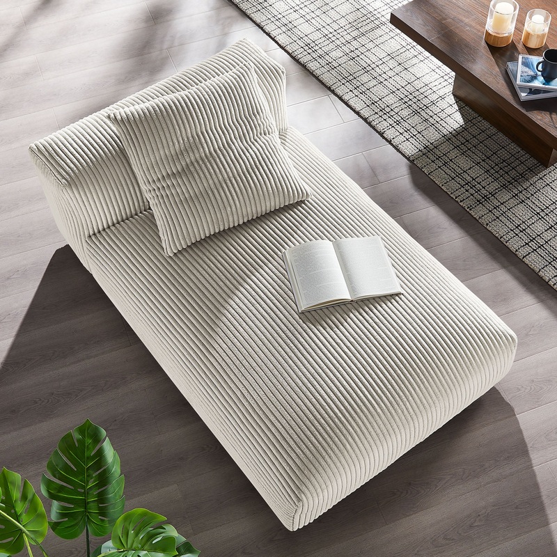Solace Modular Corduroy Upholstered Armless Chaise Lounge by Modway