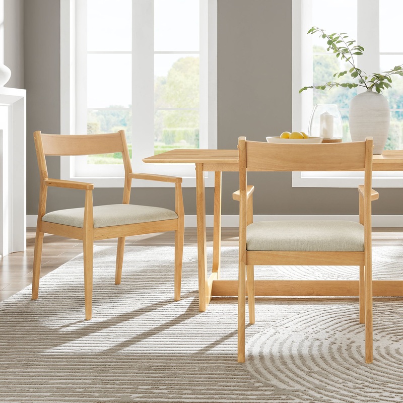 Solara Fabric Wood Dining Armchairs Set of 2 by Modway