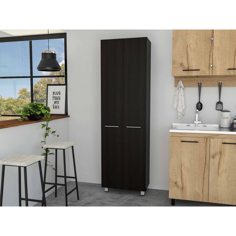 Thea Black Pantry Cabinet By Homeroots