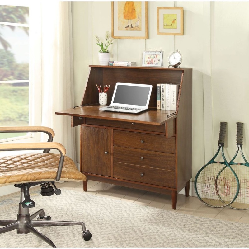 Walnut Solid Wood Desk By Homeroots - 319173