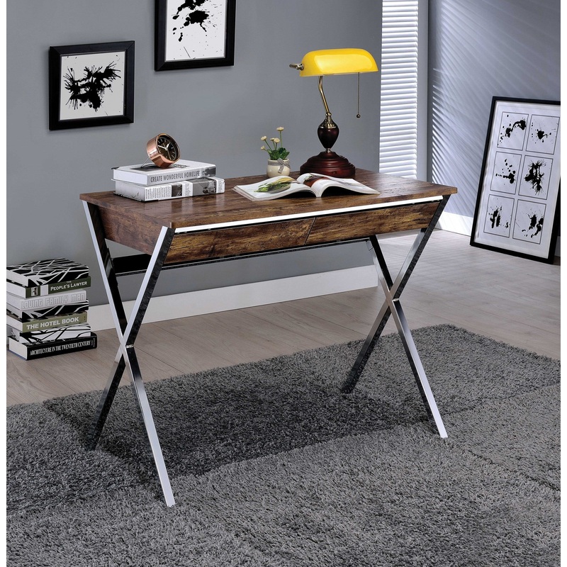 Weathered Oak Wood Desk By Homeroots