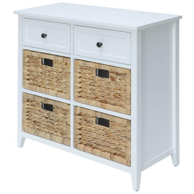 White Wood Veneer 6 Drawers Accent Chest By Homeroots
