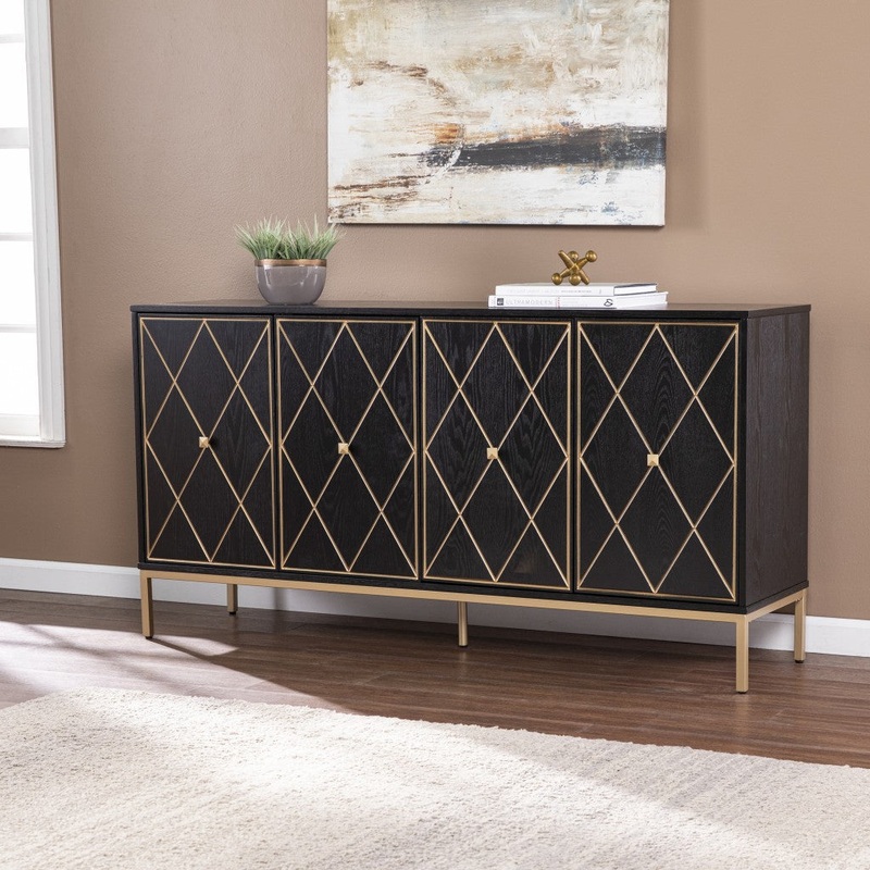 Black And Gold Harlequin Sideboard Storage Cabinet By Homeroots