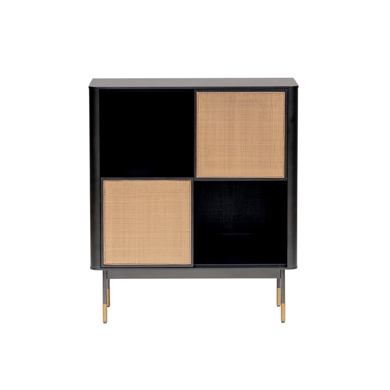 Black Wood And Wicker Accent Cabinet By Homeroots