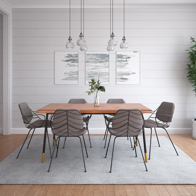Brown Wood Dining Table With Black Steel Legs By Homeroots