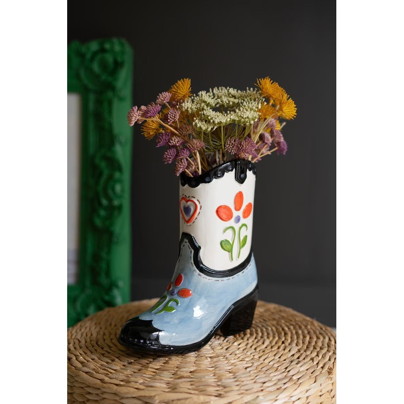 Ceramic Cowboy Boot Vase (Min 2) By Kalalou