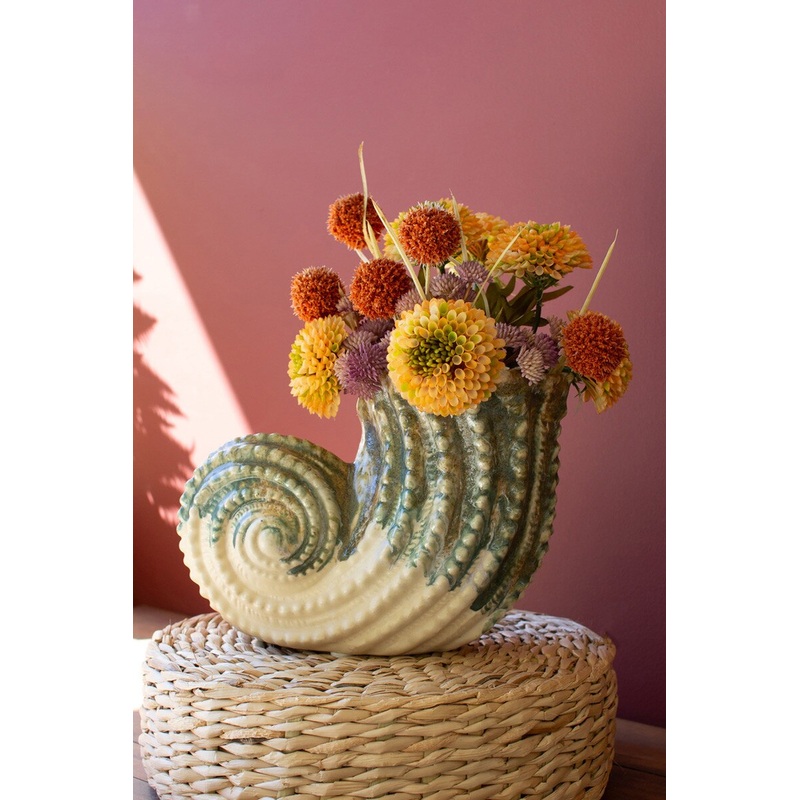 Ceramic Nautilis Shell Vase By Kalalou