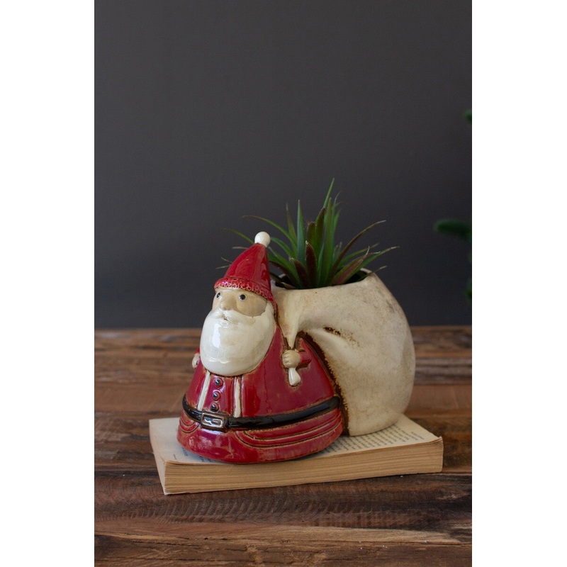Ceramic Santa With Toy Sack Planter (Min 2) By Kalalou