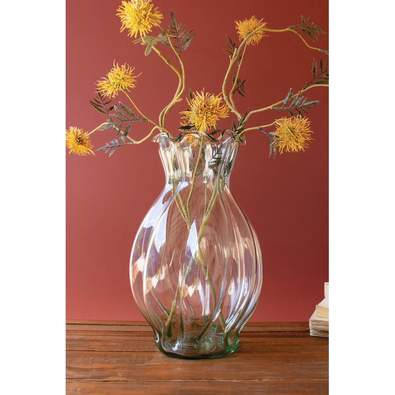 Glass Melon Vase With Ruffled Edge (Min 2) By Kalalou