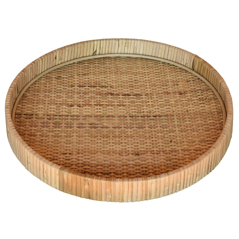 Jumbo Braided Bamboo Round Tray By Homeroots