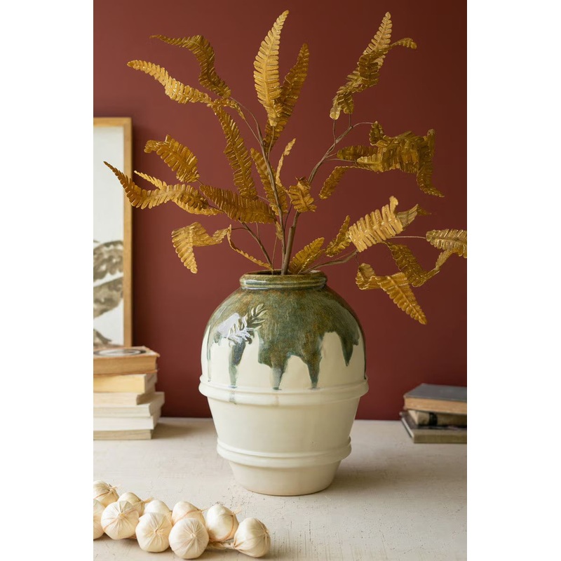 Large Ceramic Olive Vase By Kalalou