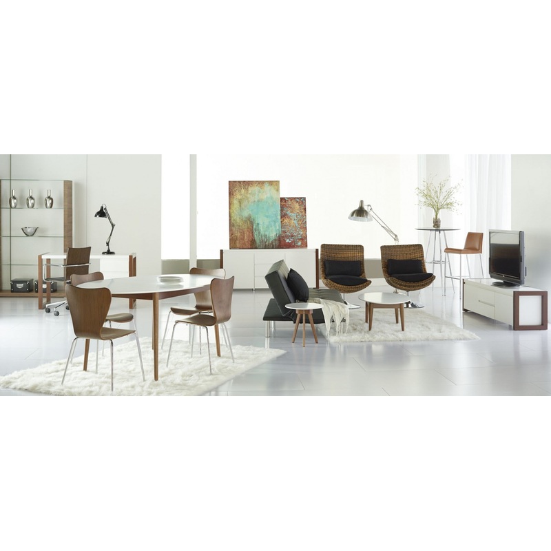 Modern Walnut And White Oval Dining Table By Homeroots
