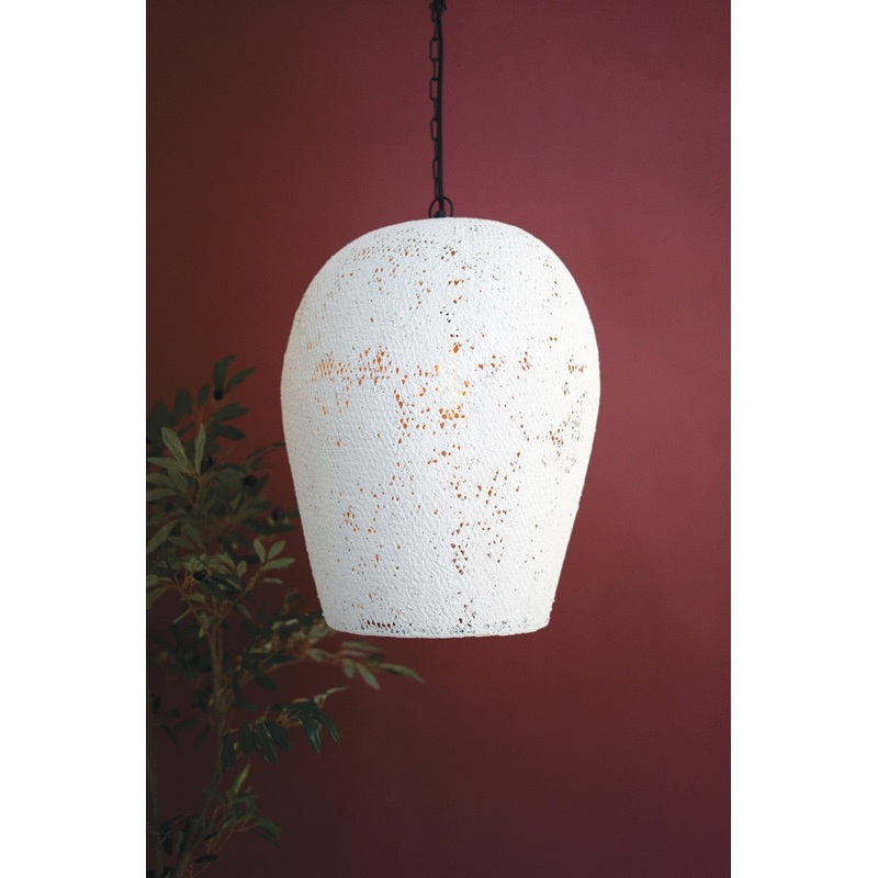 Paper Mache Hanging Pendant Light - White - Large By Kalalou