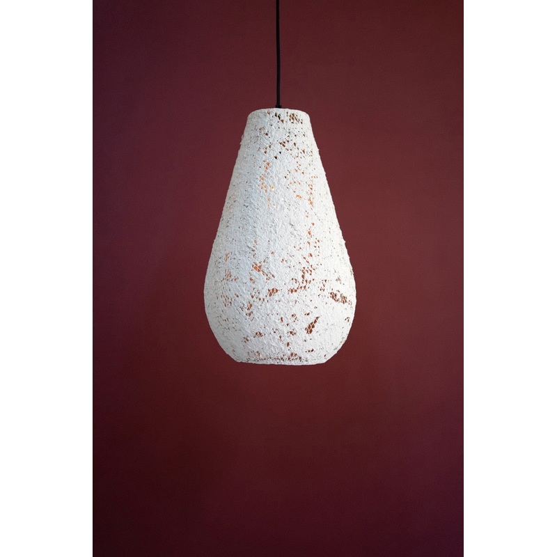 Paper Mache Hanging Pendant Light - White - Small By Kalalou