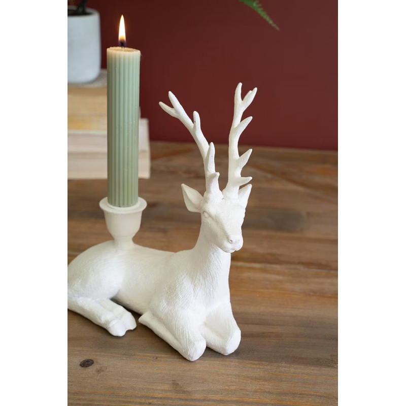 Poly Resin Christmas Deer Taper Candle Holder (Min 2) By Kalalou