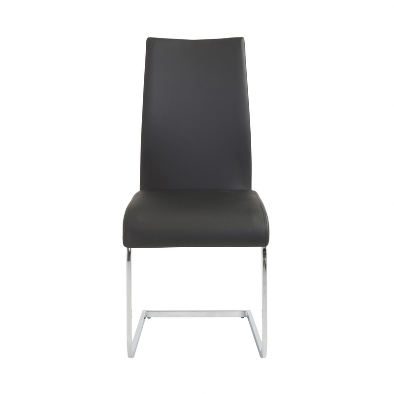 Set Of Four Black Faux Faux Leather Long Back Cantilever Chairs By Homeroots
