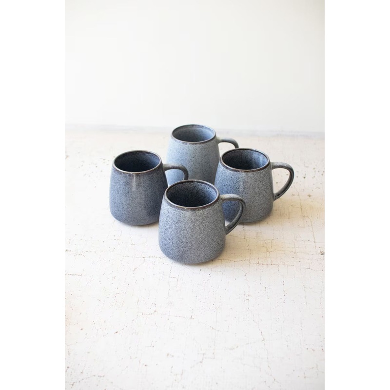 Set Of Four Stormwash Ceramic Mugs By Kalalou