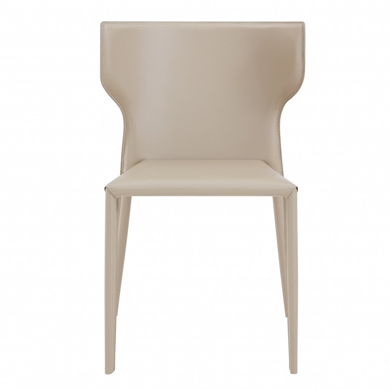 Set Of Two All-Faux Faux Leather Beige Stacking Chairs By Homeroots
