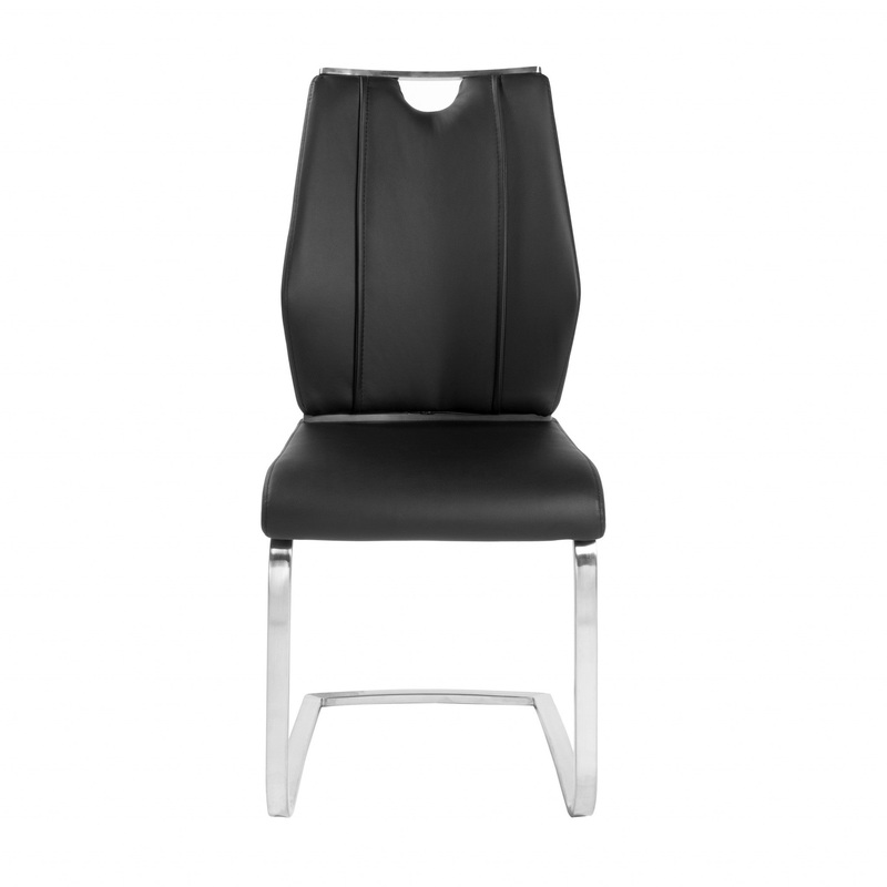 Set Of Two Black Faux Leather Cantilever Chairs By Homeroots
