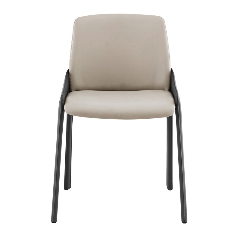 Set Of Two Light And Dark Gray Faux Faux Leather Side Chairs By Homeroots