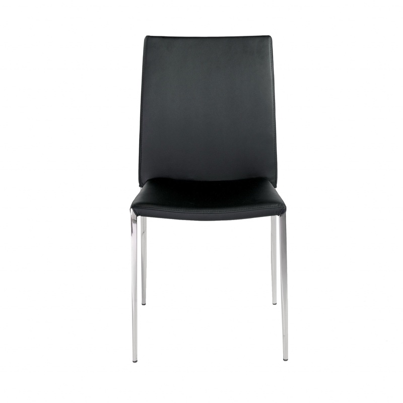 Set Of Two Long Back Black Faux Leather Chairs By Homeroots