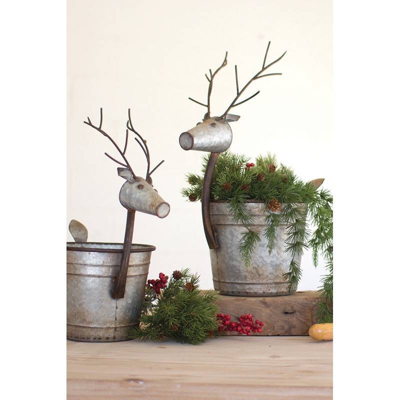 Set Of Two Metal Deer Planters (Min 2) By Kalalou