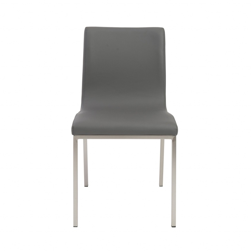 Set Of Two Minimalist Light Gray Faux Faux Leather Chairs By Homeroots