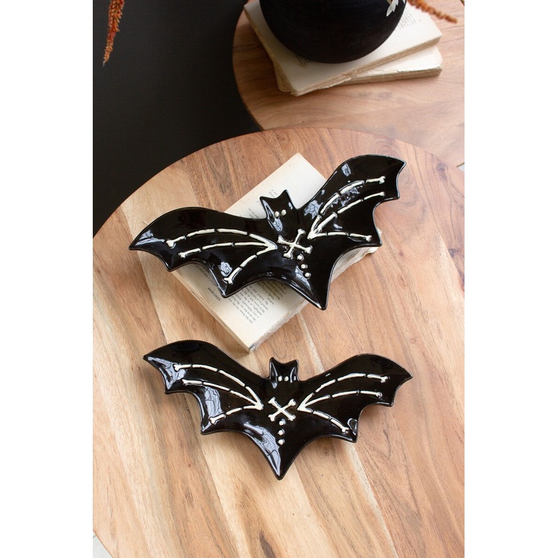 Set Of Two Nesting Ceramic Bat Serving Platter (Min 2) By Kalalou