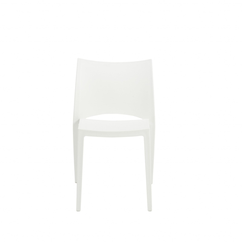 Set Of Two White Stacking Indoor Or Outdoor Chairs By Homeroots