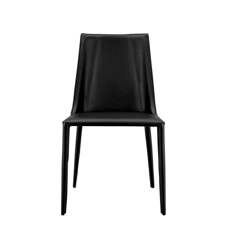Sleek All Black Faux Leather Dining Or Side Chair By Homeroots