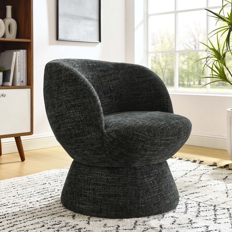 Vesta Chenille Fabric Upholstered Swivel Chair by Modway