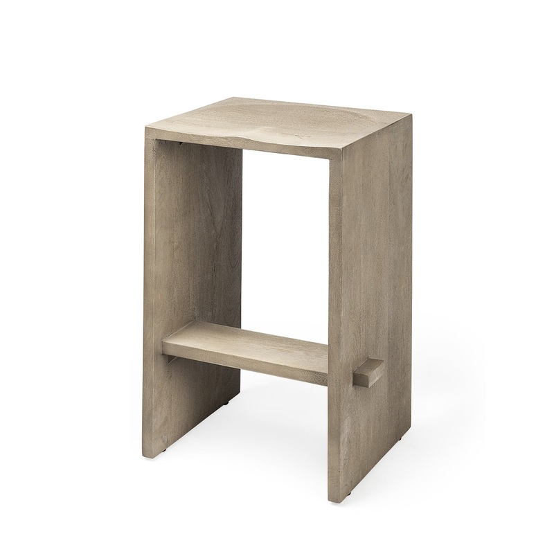 26' Minimal Cool Gray Brown Wood Counter Stool By Homeroots