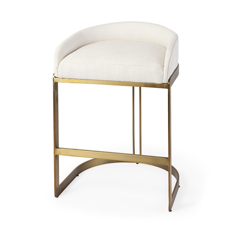 29" Off White And Gold Low Back Counter Stool By Homeroots