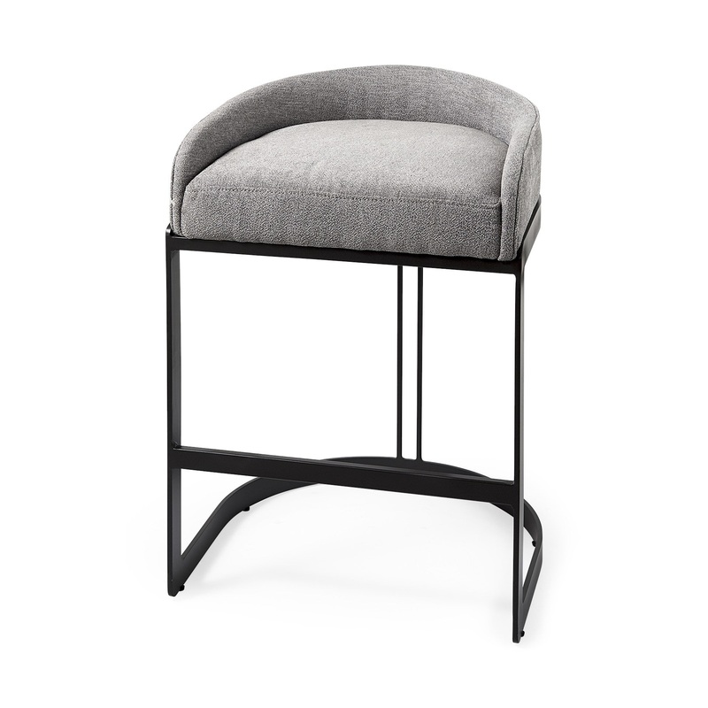 29" Soft Gray And Black Low Back Counter Stool By Homeroots