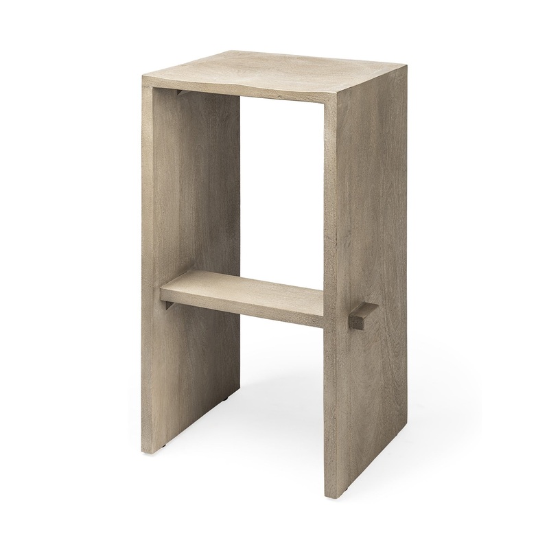 30' Minimal Cool Gray Brown Wood Bar Stool By Homeroots