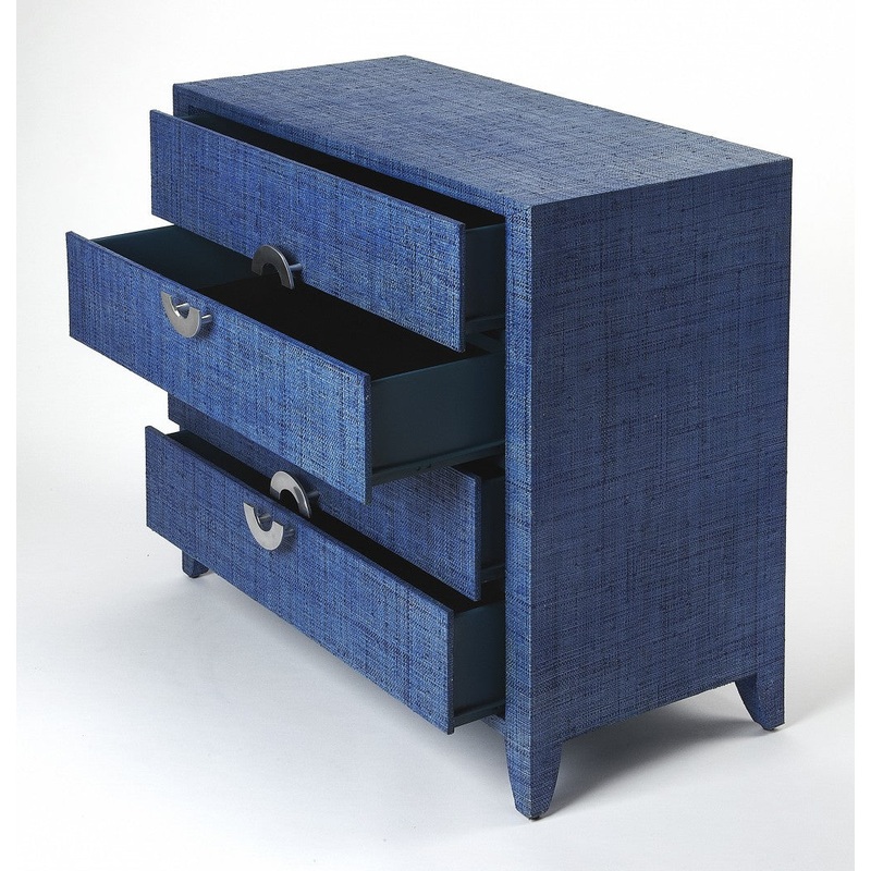 Amelle Blue Raffia Accent Chest By Homeroots