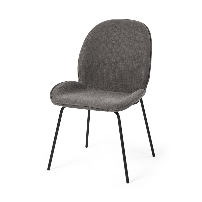 Black And Gray Flaired Seat Fabric Dining Chair By Homeroots