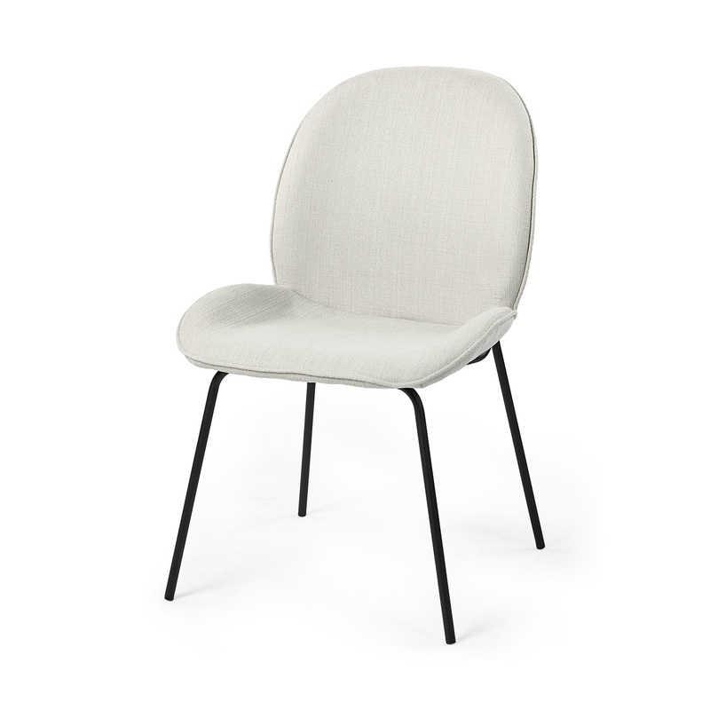 Black And White Flaired Seat Fabric Dining Chair By Homeroots