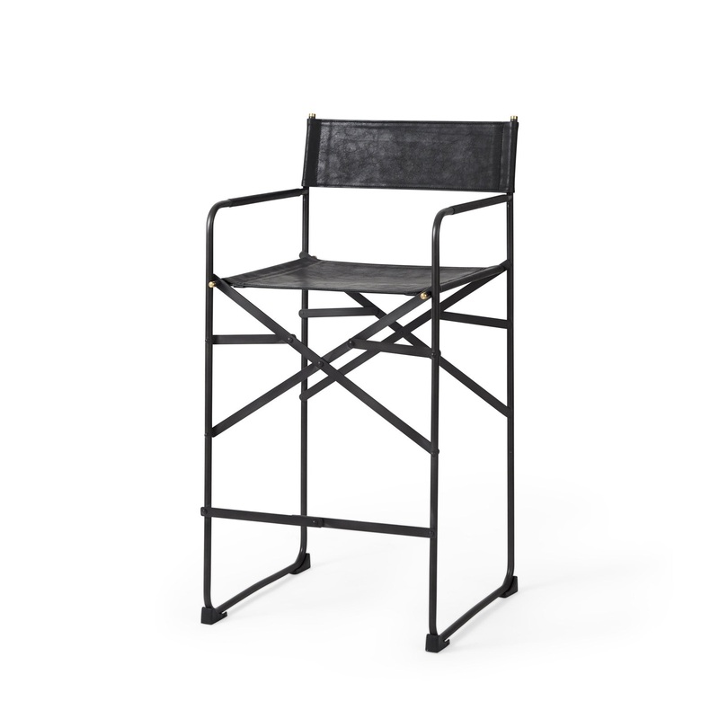 Black Leather Director'S Chair Counter Stool By Homeroots