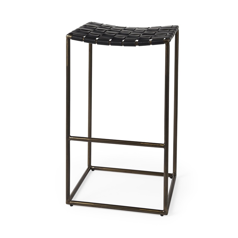 Black Woven Leather Bar Stool By Homeroots