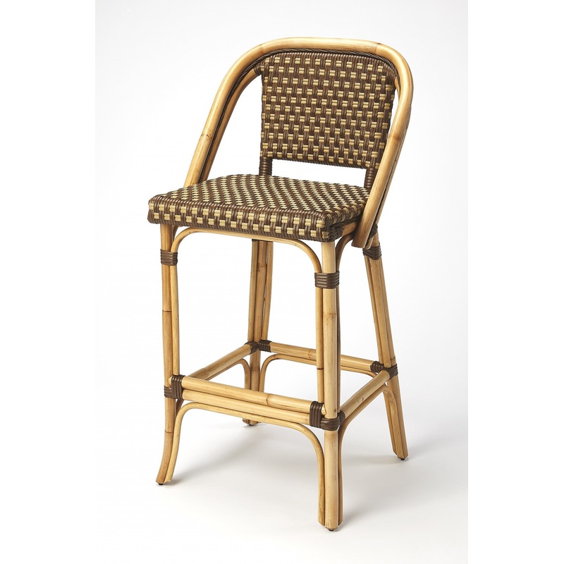 Brown And Beige Rattan Bar Stool By Homeroots