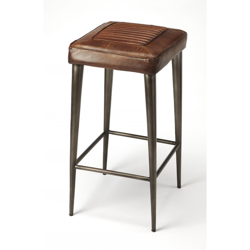 Brown Leather Bar Stool By Homeroots