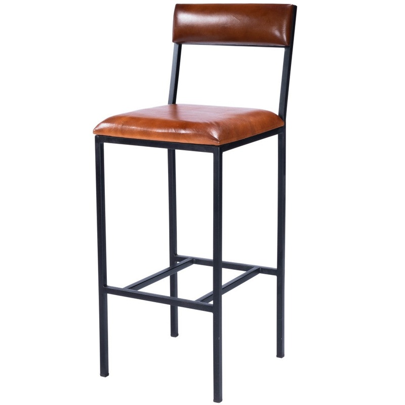 Classic Leather And Metal Bar Stool By Homeroots