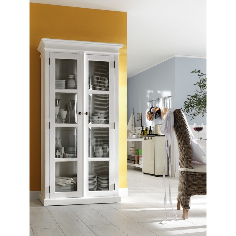 Classic White And Glass Double Door Storage Cabinet By Homeroots